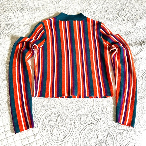 Victor Glemaud Cropped Long Sleeve Strip Sweater Sz XS - Picture 2 of 16